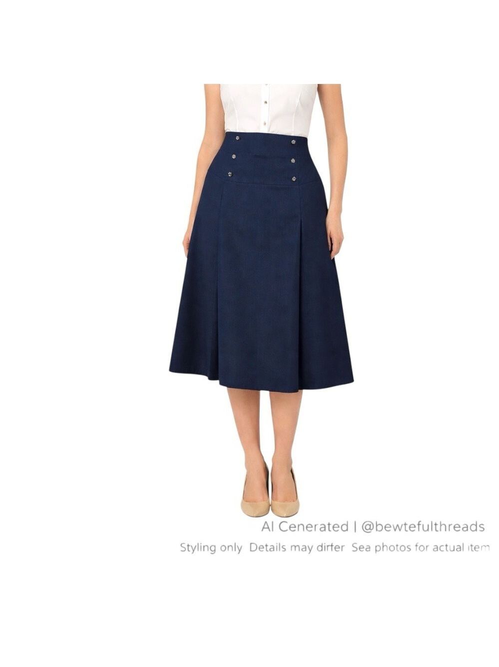 Gaytown Toronto S 4–6 Navy A-Line Midi Skirt Vintage 11/12